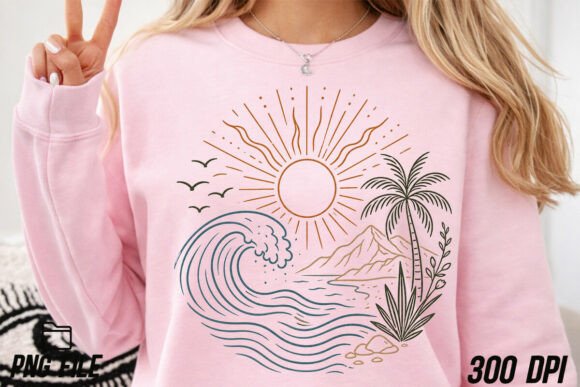 Download Boho Ocean Sun Tee, Nature Graphic Shirt - Premium Resources