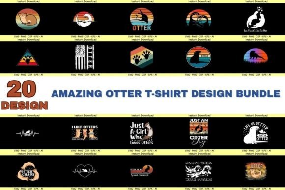 Download Amazing Otter T-Shirt Design Bundle - Premium Bundle